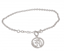 Silver bracelet, Boho bracelet - round Om