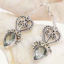 Indian silver earrings, filigree ethno earrings, Boho ornament ea..