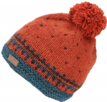 Wool hat, knitted hat from virgin wool, bobble hat, bobble hat - ..