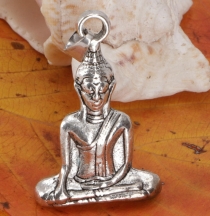 Buddha brass chain pendant - silver