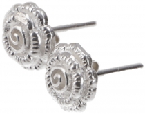 Silver earrings flower, earrings flower - Model 1