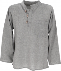 Nepal Fischerhemd, Goa Hippie Hemd, Yogahemd, Freizeithemd - grau