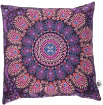 Boho cushion cover mandala, printed folklore cushion - plum/pink