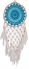 dreamcatcher with crocheted lace - blue 22 cm