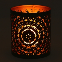Round metal lantern, tealight lamp - Motif 1