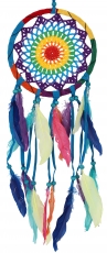 Dreamcatcher rainbow with crocheted net - colorful 17 cm
