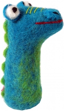 Handgemachte Fingerpuppe aus Filz - Drache/blau