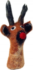 Handmade felt finger puppet - reindeer