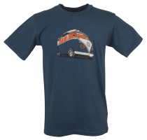 Fun Retro Art T-Shirt `Bussi` - blau
