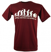 Fun Retro Art T-Shirt `Evolution` - red