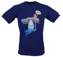 Fun Retro Art T-Shirt `Help` - blau