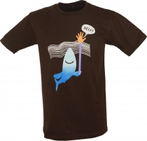 Fun Retro Art T-Shirt `Help` - braun