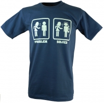Fun Retro Art T-Shirt `Problem solved` - blau