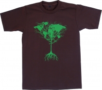 Fun retro art t-shirt `world tree` - brown