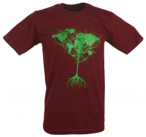 Fun retro art t-shirt `world tree` - red