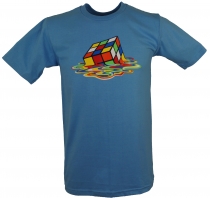 Fun Retro Art T-Shirt `Zauberwürfel` - blau