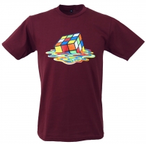 Fun Retro Art T-Shirt `Magic Cube` - bordeaux