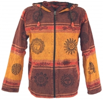 Goa jacket, ethnic hooded jacket - rust orange