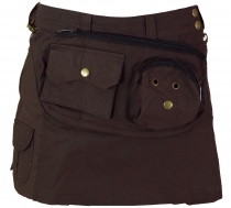 Goa shorts, short pants skirt, side bag fanny pack skirt - coffee..