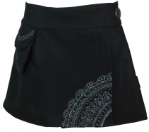 Goa wrap skirt, embroidered wool felt cacheur - black
