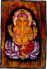 Handgemaltes Batikbild, Wandbehang, Wandbild - Ganesh 87*67 cm