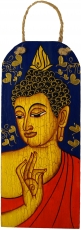Hand painted Buddha mural on wood - blue