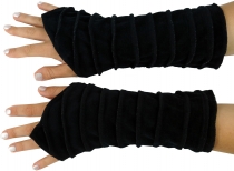 Handstulpen Armstulpen aus Samtstoff - schwarz