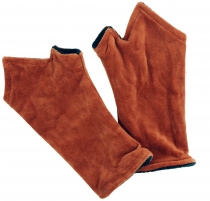 Velvet hand cuffs, reversible cuffs - rust orange/black