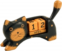 Holz Kalender - Katze schwarz