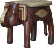 Vintage stool, elephant shaped flower bench - brown