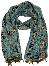 Indian pashmina scarf, shawl, boho stole with paisley pattern - t..