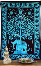 Boho-Style Wandbehang, indische Tagesdecke - Tree of Life Elefant..