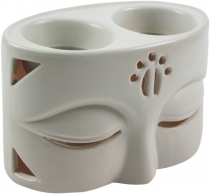 Keramik Duftlampe - Buddha 2 weiß