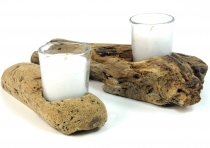 Candle candlestick driftwood with candle jar