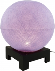 Ball table lamp with cotton thread MDF stand - purple