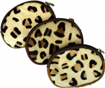 Lederportemonnaiemit mit Leopard Muster - braun