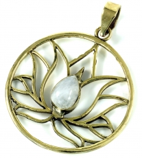 Brass Lotus Pendant - Moonstone