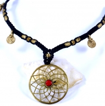 Boho macramé necklace, fairy jewelry - lotus/coral