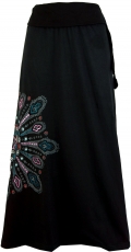 Maxi skirt, long skirt Mandala, Boho - black/pink