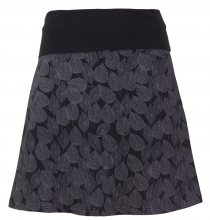 mini skirt, boho circle skirt autumn leaves print organic - black