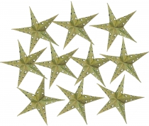 10 pcs star light chain, paper minster 20 cm set, foldable - gree..