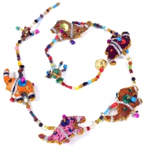Mobile fabric animal necklace from India - elephant