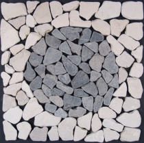 Mosaikfliese mit Kreis aus Marmor (Mo-08) - Design 20