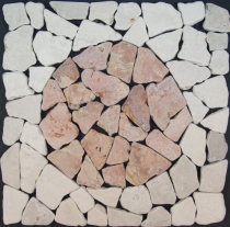 Mosaikfliese mit Kreis aus Marmor (Mo-09) - Design 22