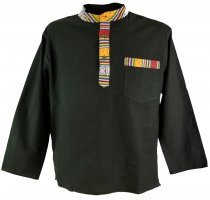 Nepal Ethno Fischerhemd, Goa Hemd - schwarz
