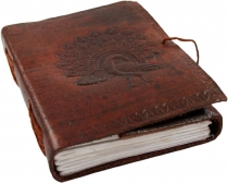 Notizbuch, Lederbuch, Tagebuch mit Ledereinband - Pfau 9*12 cm 
