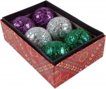 6 large Christmas balls in 2 color variations, glitter balls