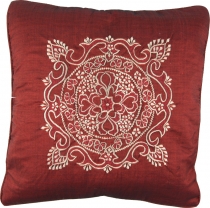 Embroidered cushion cover, pillowcase - Mandala Bali red