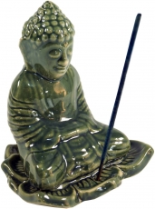 Räucherstäbchenhalter Buddha aus Keramik grün - Modell 22