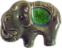 Räucherstäbchenhalter Elefant aus Keramik grün - Modell 3